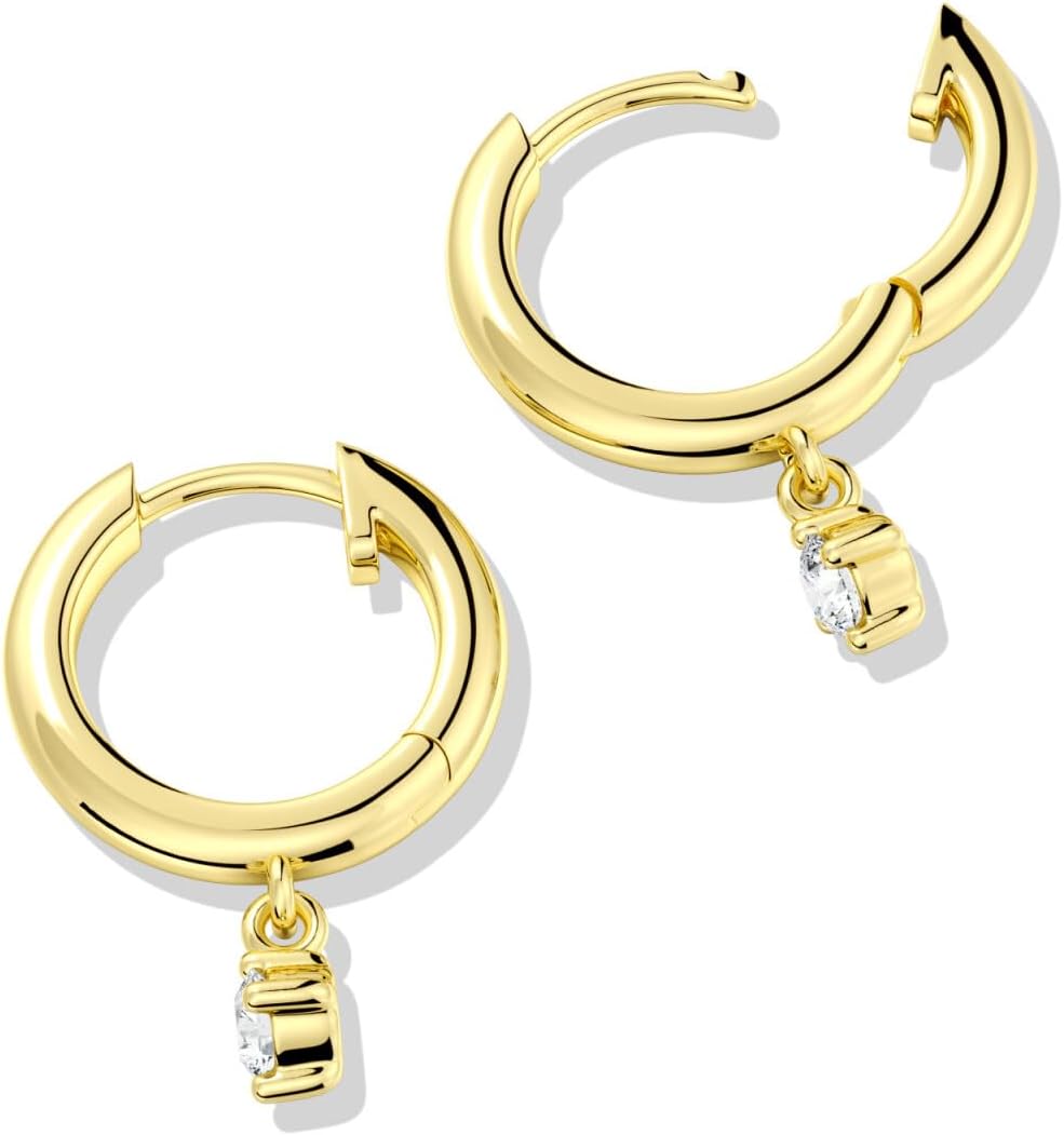 MSBLUE Huggie Hoop Earrings, Moissanite Minimalist Everyday Drop Earrings for Women, Sterling Silver