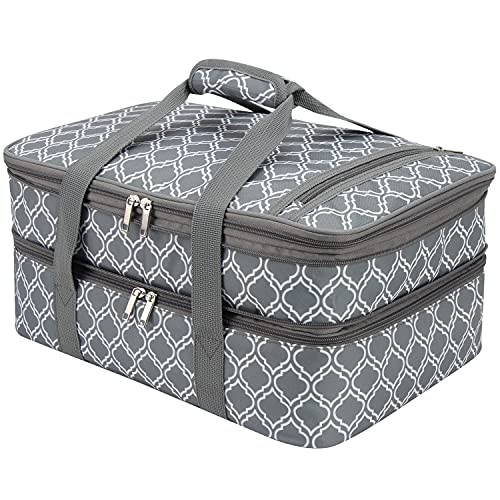 FATOLXX Insulated Casserole Dish Carrier Bag - Food Carriers for Hot or Cold Travel Potluck Parties,Picnic,Cookouts,Beach (Laurel Green)