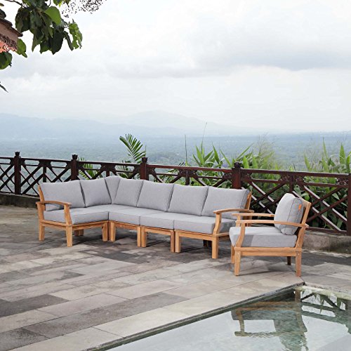 Modway Marina 6-Piece Teak Conversation Set
