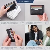 VON HEESEN Kartenetui mit RFID Schutz - 9 Fächer - Querformat Kreditkartenetui für Damen & Herren (Carbon-Schwarz) – Ansicht 2