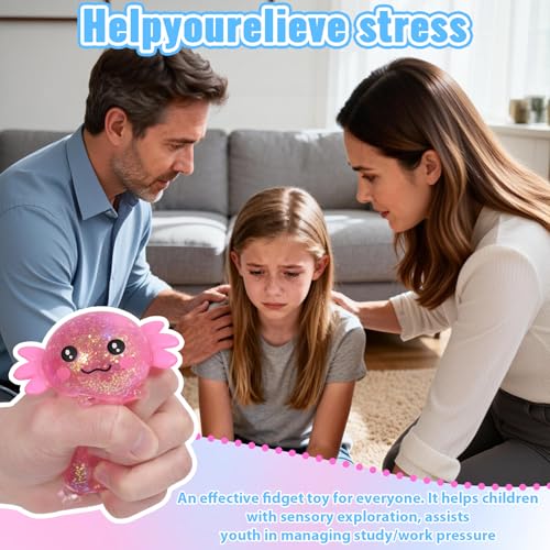 Puffwize Axolotl Squishy Toy, Cute Slow Rising Fidget Toy for Stress Relief, Soft Squeeze Sensory Toy for Kids and Adults, Handheld Stress Ball for Anxiety and Focus(Pink) - Image 6