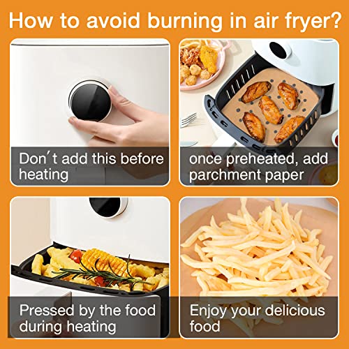 Scove 100Pcs Air Fryer Parchment Paper, 8.5 Inch Disposable Air Fryer Liners Square For Steaming Basket, Oven, Cooking, And Baking (Brown) #TOP4
