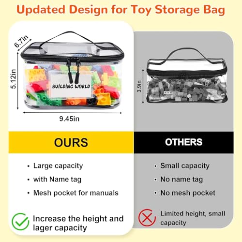 Image of RAAHII 3 piece Multi-Purpose Transparent Storage Bags for Toys & Board Games | Waterproof, Durable & Portable | Includes Handles & Mesh Pocket for Books & Games | Ideal for Kids' Rooms & Travel (3)