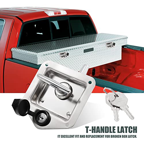 CADUFUELLY T-Handle Latch, Trailer Door Latch Lock, Stainless Steel Toolbox Paddle Lock Replacement Handle with Keys for Camper RV Truck Tool (2 Locks, 2 washers, 4 Keys) by CADUFUELLY - Image 4