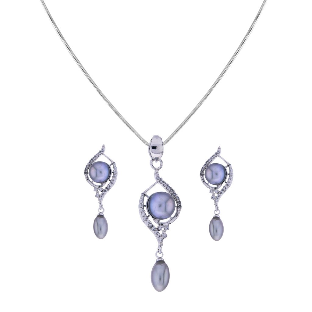 Sri Jagdamba Pearls Dealer Sri Jagdamba Pearls Real Grey Pearl Drop Pendant Set with Chain and Earring | Necklace to Gift Women & Girls| Certificate of Authenticity (B07518LQXX) Amazon Price History, Amazon Price Tracker