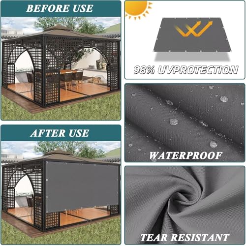 Paño de sombra para patio gris oscuro de 110x140 cm resistente al viento y lluvia 3