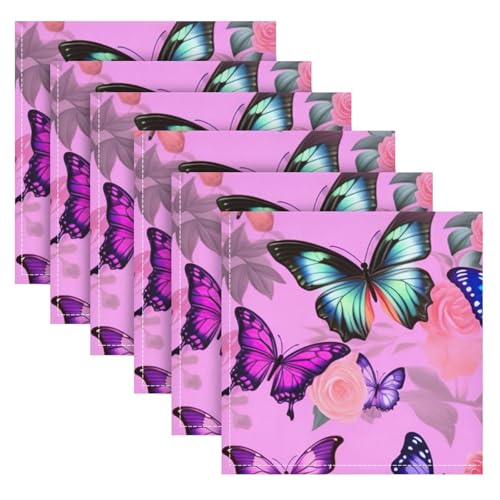 Servilletas de Tela Reutilizables Mariposa Rosa Pack x4 miniatura 6