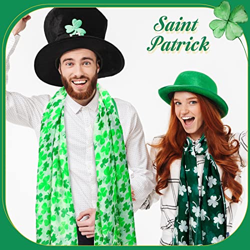 5 Pieces Women's St. Patrick's Day Silky Long Scarf Shawl Irish Theme Scarf Lightweight Head Scarf Shamrock Scarf With Festival Holiday Prints For Travel Celebration, 5 Styles, 35.4 X 70.9 Inches #TOP4