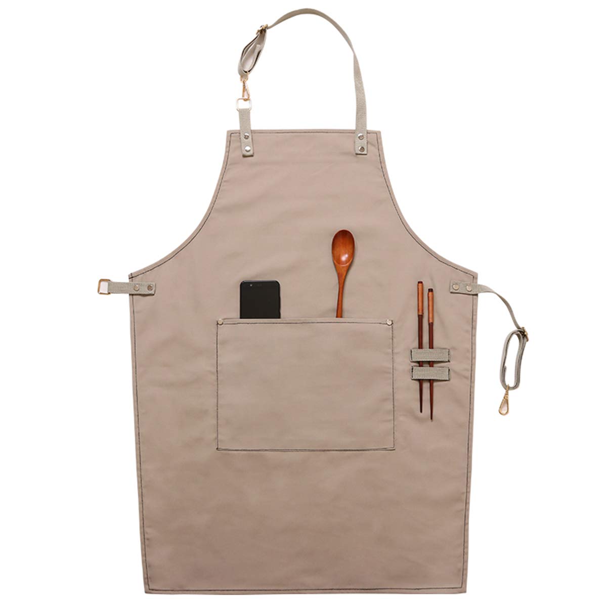 FMSBSC Apron Men's Chef Suitable for Kitchen Cooking Restaurant Waiter Baking Outdoor Barbecue with Work Pocket,Black