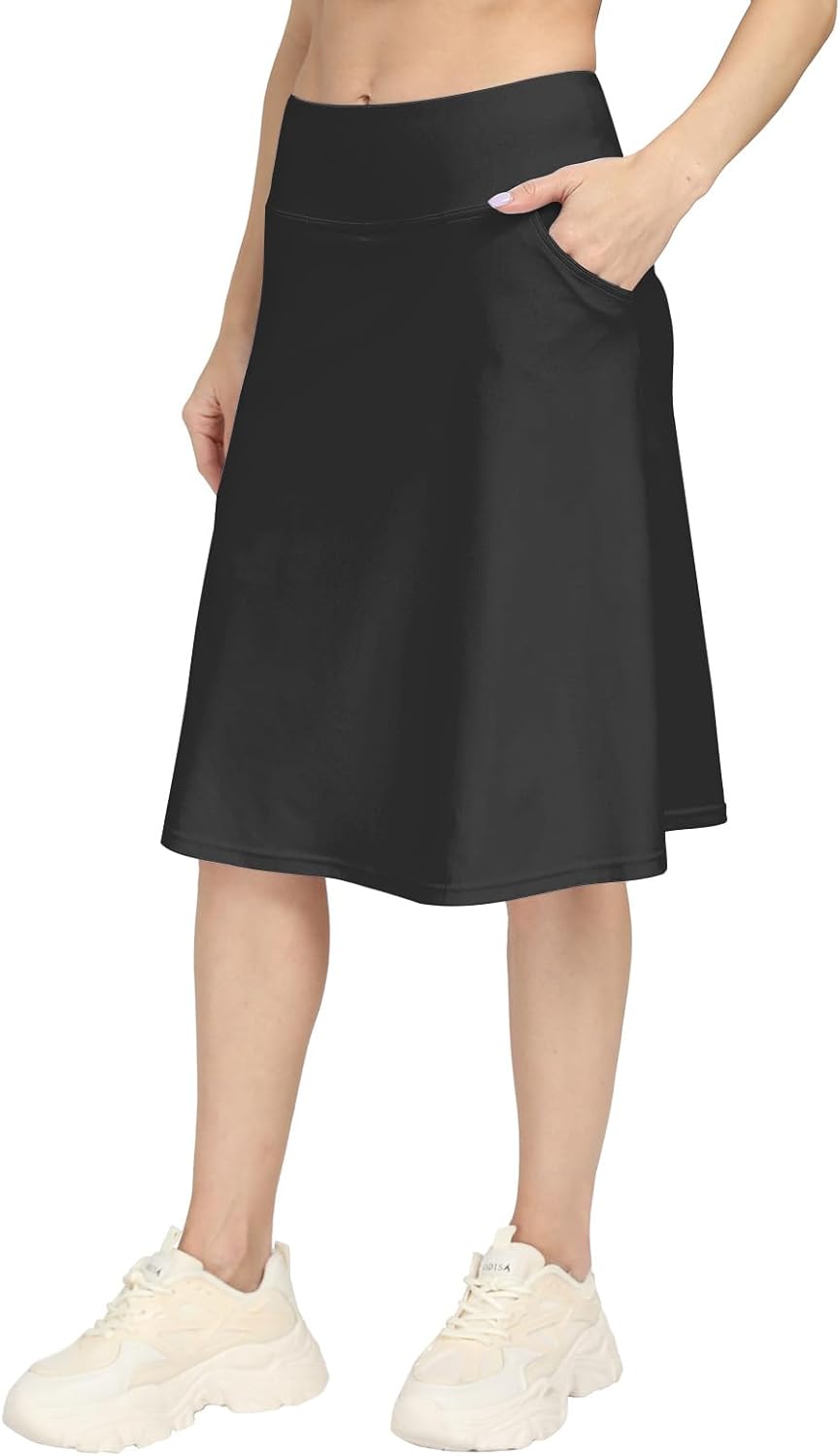 Womens Skorts Modest Knee Length Skirts Athletic Midi Active Running Skirt