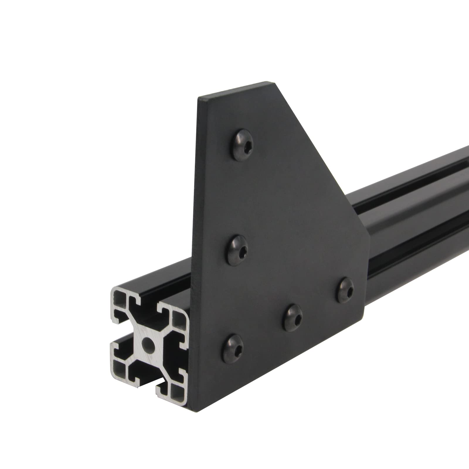 4040 płyta wspornika narożnego, kształt L, 5 otworów, 90 stopni, zewnętrzna płyta łącząca ze śrubami M6 x 16 mm, nakrętki T do aluminiowego profilu wytłaczanego 40 x 40 mm, 8 szt./opakowanie (czarny-4040 L)