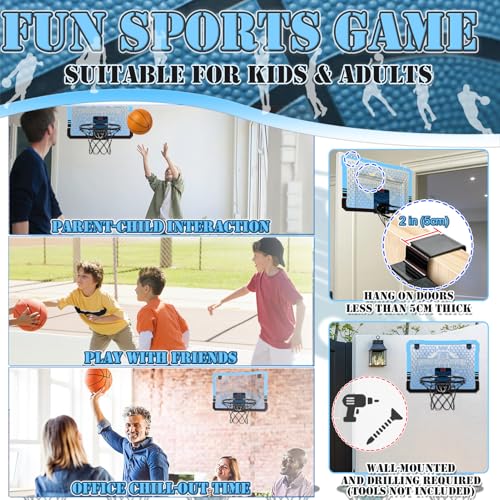 STAY GENT Mini Basketball Hoop for Kids with Multicolour LED Lights/Automatic Scorer/4 Balls, Indoor Basketball Hoop Over The Door for Bedroom Home Office, Sports Gifts for 3 5 6 7 8 9 Kids & Adults - Image 8