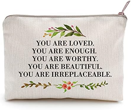 You Are Loved You Are Enough Makeup Case Self-Worth Cosmetic Bag Positive Affirmation Toiletry Bag Gift Motivation Quotes Sister Gift