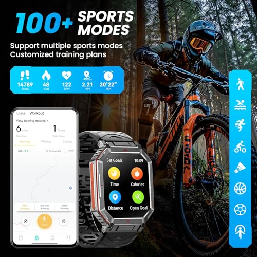 Military Smart Watches for Men with GPS,Compass,2.01" HD Display Bluetooth Calls,Smartwatch with GPT Voice Assistant,LED Flashlight,Fitness Tracker with 120+ Sports Modes,Compatible with Android & iOS - image 8