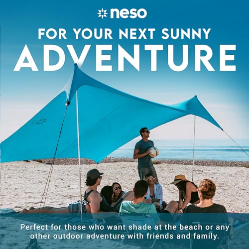 Image of Neso Gigante Portable Beach Tent Sun Shelter - Lightweight Beach Shade Canopy - Easy Setup for Family Outings - Patented Reinforced Corners - UPF 50+ - 8ft Tall, 11 x 11ft - Save The Whales