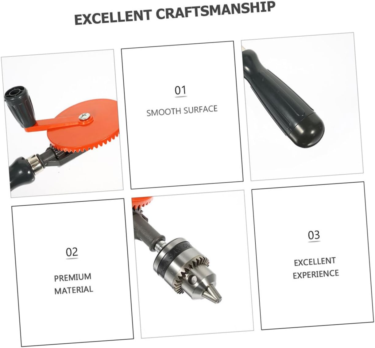 Gadpiparty 1set Manual Hand Drill Precision Tool for Woodworking Drill Bits Easy to Operate Comfortable Grip for Efficient Use for Crafting and Projects