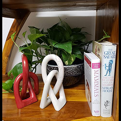 Stoneage Arts Continuous Looped Entwined Love Knot Sculpture Unique Modern Contemporary Décor Hand-Crafted Soapstone Artisans Of Kenya Genuine Human Hands Precious Gift  thumb #5