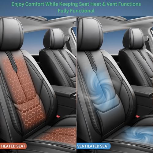 Image of Fit Impreza Car Seat Covers for Subaru Impreza 2004-2024 2025 2026 -Upgraded Premium Waterproof & Breathable Leather,Airbag Compatible,All-Weather Seat Cushion Protector,Full Set,Black