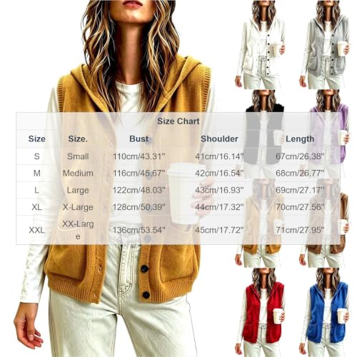 Vest for Women Hooded Button Front Knit Sleeveless Cardigan with Pockets - image 4