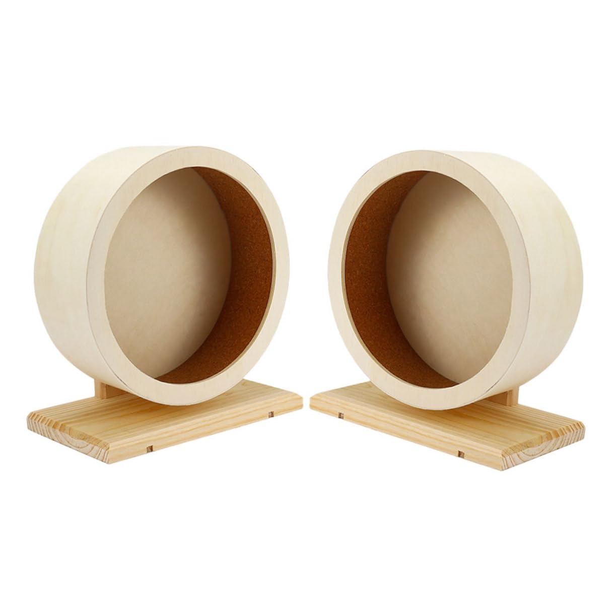 Mipcase 2piezas Rueda De Hámster Silenciosa De Madera con Revestimiento De Corcho Juguete para Correr Estable para Hámsteres Chinchillas y Cobayas para Jaulas