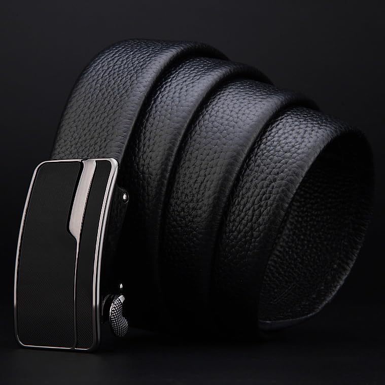 JSEIAJB Men's Automatic Buckle Belt Men's Leather Belt Business Men's(110cm)2