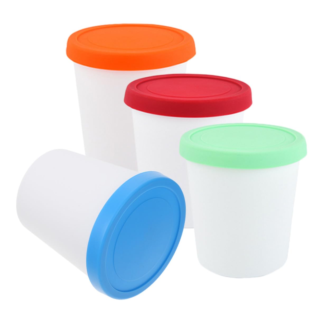 STOBAZA Contenitori Gelato Riutilizzabili 4 Pezzi Coperchi Silicone, 1000ml
