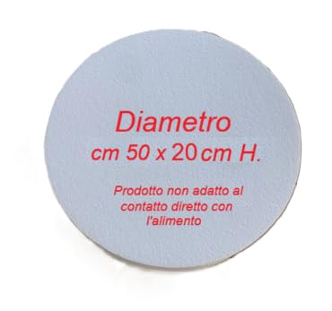 Base in polistirolo per Torte in alta densità, diametro cm 50 x 20 cm di altezza, superficie liscia, ideale per Feste di Compleanno e Cake design
