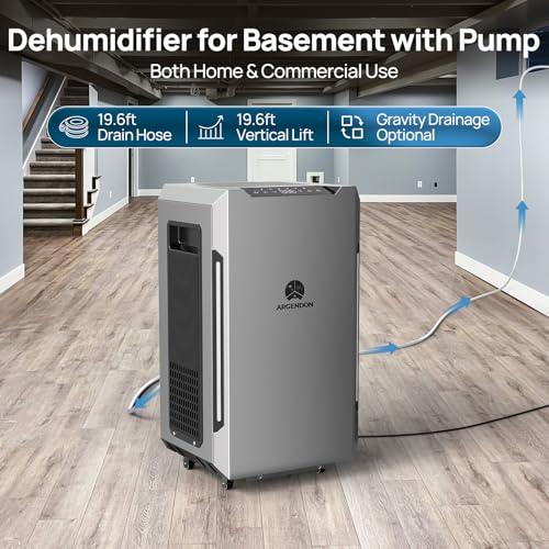 Image of ARGENDON 70 PPD Energy Star Dehumidifier for Basement, Commercial Dehumidifier with Pump and Drain Hose - High-Capacity Moisture and Humidity Control for Homes, Industrial Use, and Large Space
