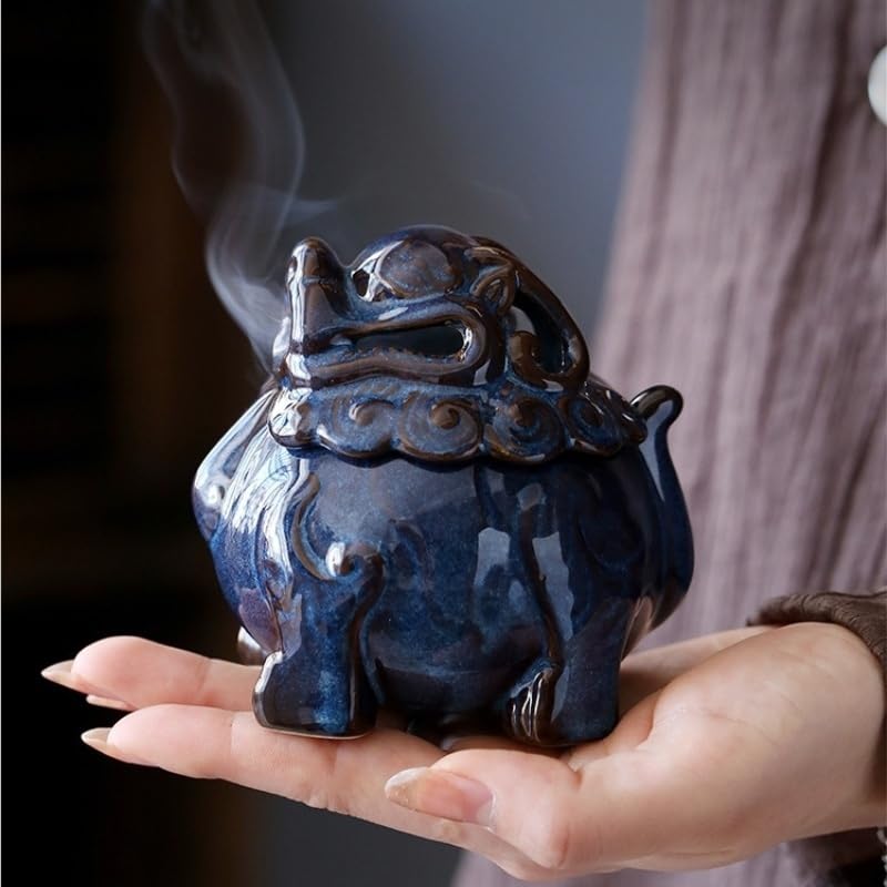 Quemador de Incienso de reflujo, Quemador de Incienso de cerámica Antiguo, Quemador de Incienso de Madera de agar para Mesa de té de Interior, Quemador de aromaterapia, Adornos Zen