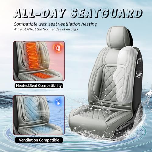 Image of Fit Equinox Car Seat Covers Compatible with Chevy Equinox 2011-2026, Premium Leather Breathable, Wear Resistant, Airbag Compatible, All-Weather Protection & Full Coverage, Full Set Gray