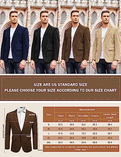 COOFADNY Men's Casual Corduroy Blazer Classic Fit Two Button Sport Coat Fashion Notch Lapel Blazer Jacket 6