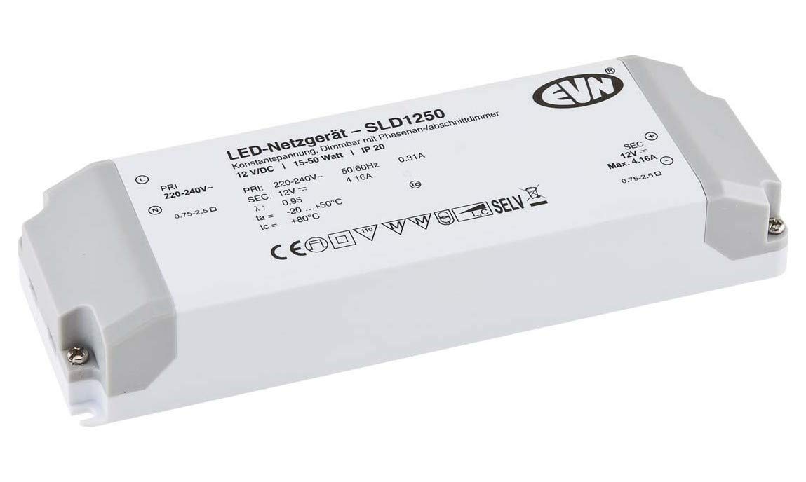 Transformateur LED 12V DC EVN SLD1250 avec alimentation tension constante dimmable