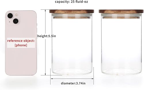 Miniatura 2 de KKC - Recipientes de vidrio con tapas herméticas y cuchara, recipientes de vidrio sellado para té suelto, café molido, azúcar, tarros de madera