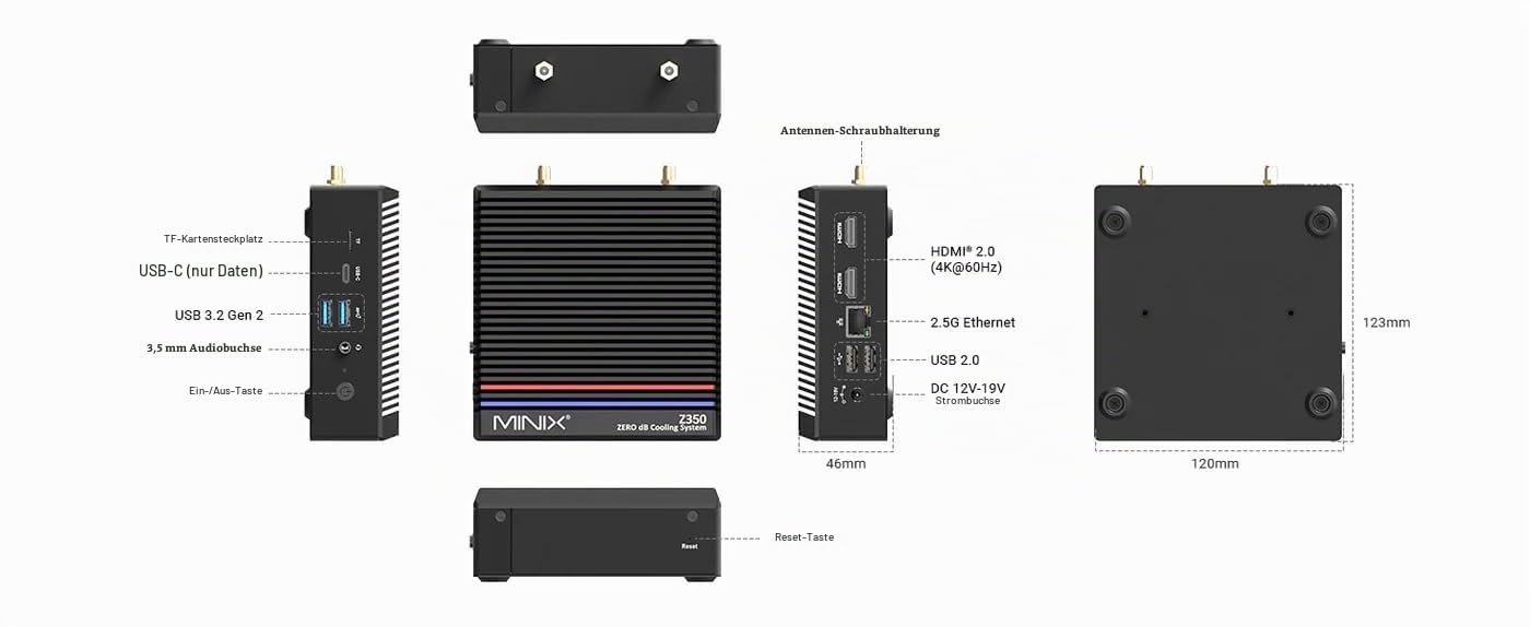 MiniX NEO Z350-0dB Fanless Mini-PC Intel Core i3-N350 16 GB RAM 512 GB SSD Windows 11 Pro