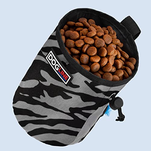 Image of Dogline Dog Treat Pouch: Puppy Training Bag, Pet Kibbles and Snacks Holder, Litter Waste Bags Dispenser with Adjustable Drawstring Closure, Large Capacity with Mesh Pocket, Strong Nylon Material
