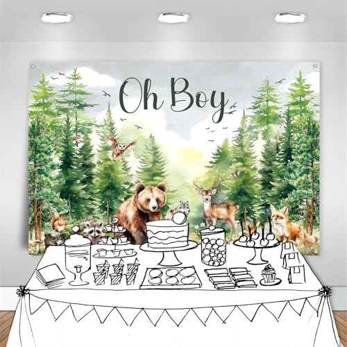 Fondos Para Baby Shower Tema Bosque Verde 7x5ft miniatura 7