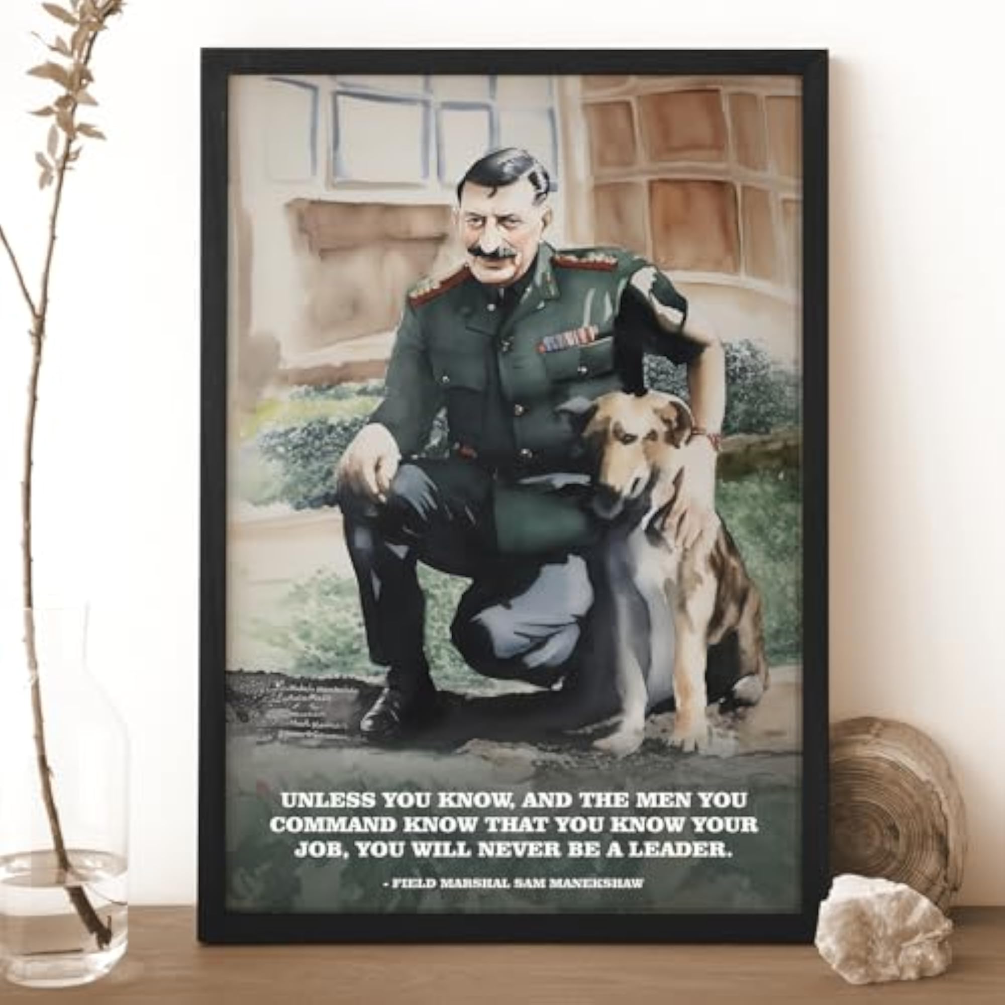 Modern Wall Art of Sam Manekshaw & Pet Dog