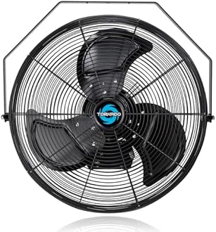 Tornado 20 Inch Outdoor Wall Mount Fan High Velocity Metal Misting Fan For Commercial, Industrial, Residential, Greenhouse Use 3 Speed 4750 CFM 5 Nozzles UL Safety Listed