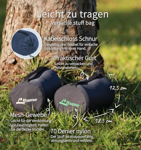 Litume Ultraleichte Reisedecke und atmungsaktiv, 170 x 122 cm weiche Flugzeugdecke für Reisende, Faltbare Campingdecke mit Packsack für Reisen, Bahn, Flugzeug, Auto, Camp