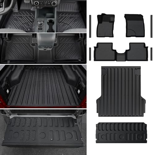 Mabett Truck Bed Mat with Tailgate Mat and Floor Mats with Door Sill Protectors for Ford Maverick Gasoline Model 2026 2022-2025 All - Weather TPE Liners Accessories(NOT fit Hybrid)