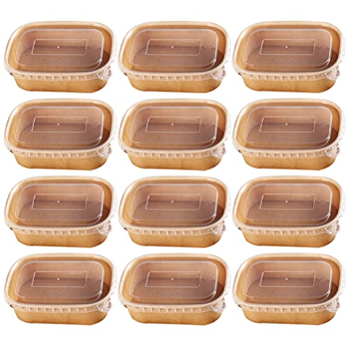 Abaodam Disposable Food Holders Meal Prep Container 20Pcs Paper Charcuterie Boxes with Clear Lids Food Containers Lidded Food Packaging Boxes Food Takeaway Boxes(500ml) Rice Container