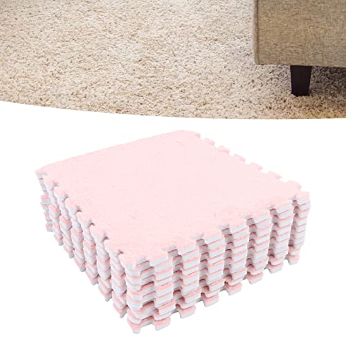 10 Stuks Pluche Schuim Vloermat Vierkante in Elkaar Grijpende Tapijttegels, Speelkleed Vloertegels Zacht Klimmen Karpetten voor Thuis Speelkamer Decoratie (Roze) - Afbeelding 8