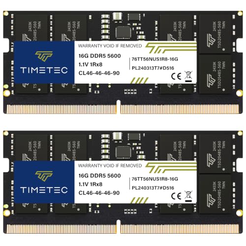 DDR5-5600 メモリー 32GB (16GB×2) Timetec Kit de 32 GB (2 x 16 GB) DDR5 5600MHz PC5-44800 Unbuffered