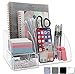 Acrylic Office Desk Organizer with Drawer, 9 Compartments, All in One Office Supplies and Cool Desk Accessories Organizer, Enhance Your Office Decor with This Desktop Organizer (Clear)