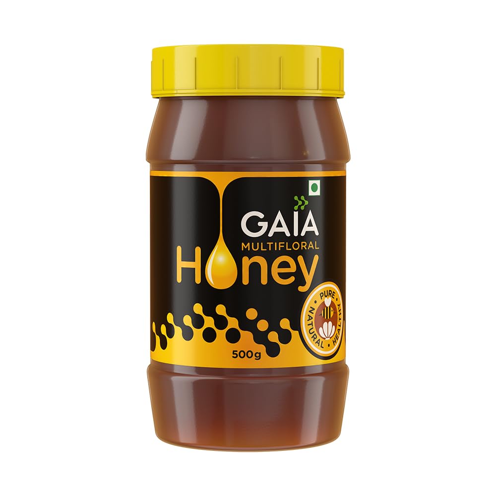 GAIA Multi Floral Honey - 100% Pure & Natural Honey, No Preservative, No Artificial Color, No Sugar Added,High Nutritional Value, No Chemicals,No Artificial Sweetners, Lab Tested 250 GM Bottle