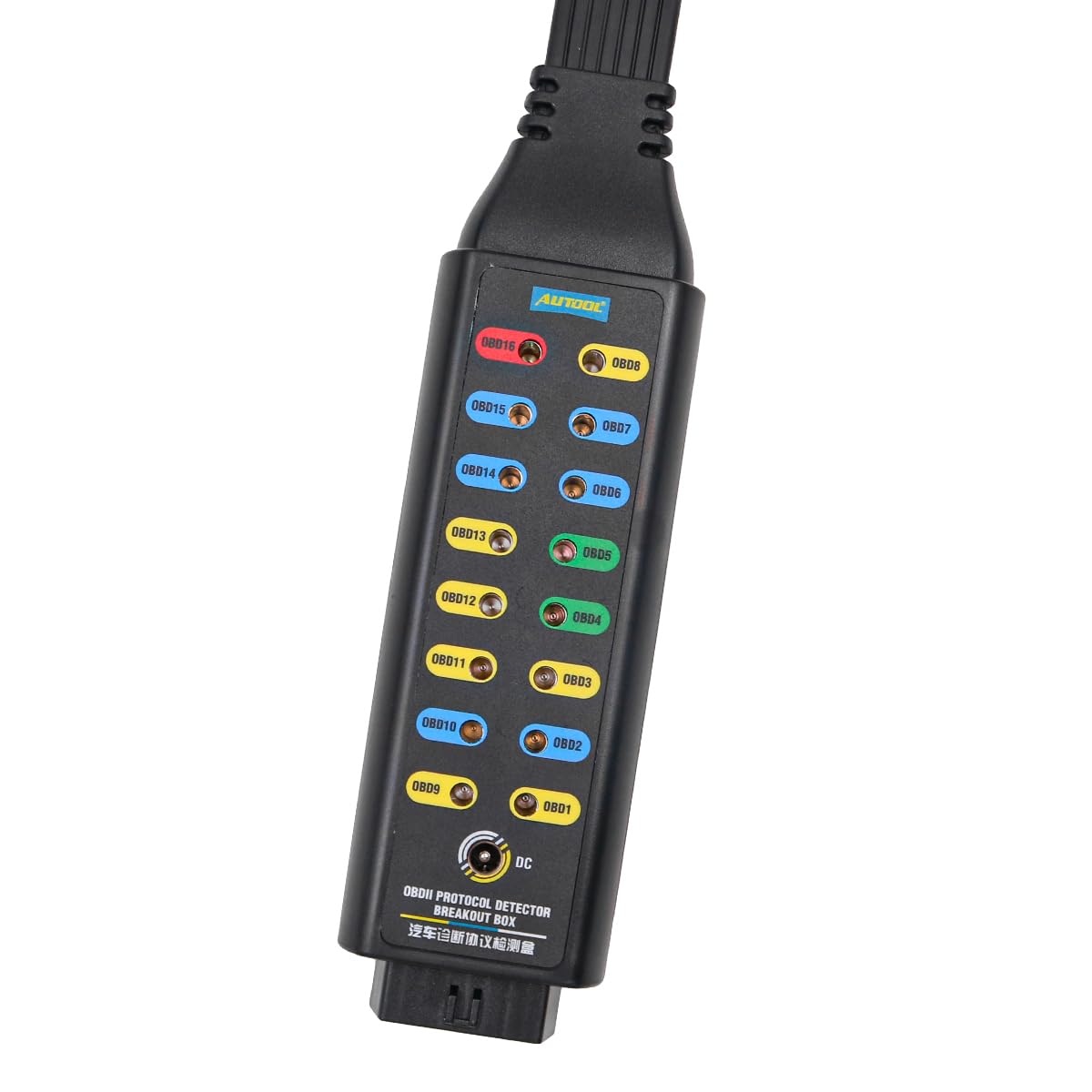 OBDII OBD 16-Pin Can Breakout Box Detector de protocolo OBDII OBDII Breakout Box Herramienta de escaneo de diagnóstico de fallas para Todos los vehículos OBDII