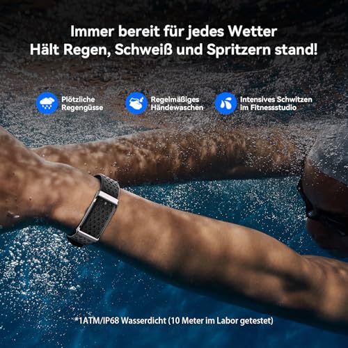 Fitness Tracker Ohne Display Damen Herren, Smart Band Smartwatch mit 24/7 Schlaf Herzfrequenz SpO2 Stress Überwachung, 35 Tage Akku, 170+ Sportmodi, IP68 Wasserdicht, Kein ABO (iOS/Android) – Bild 6