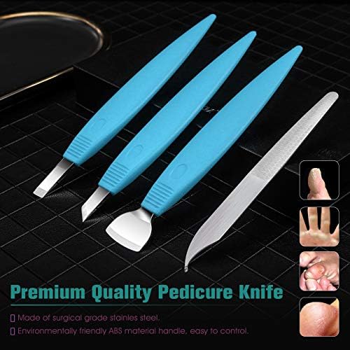 BEZOX Pedicure Shavers Set - Professional Callus Shavers Foot Care Kit - Stainless Steel Corn Hard Skin Dead Skin Remover Tool (Blue)