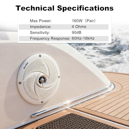 Herdio 5.25 Zoll Outdoor Lautsprecher, Aussenlautsprecher Wasserfest, 80W- Marine Lautsprecher mit LED Lichtern- für Sommerfahrten mit Offroader, Boot, UTV, ATV, RV Auto & Golf Cart, Weiß