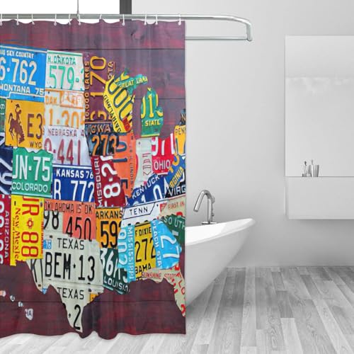 Rideau de douche motif plaques immatriculation en polyester lourd de qualité - 4